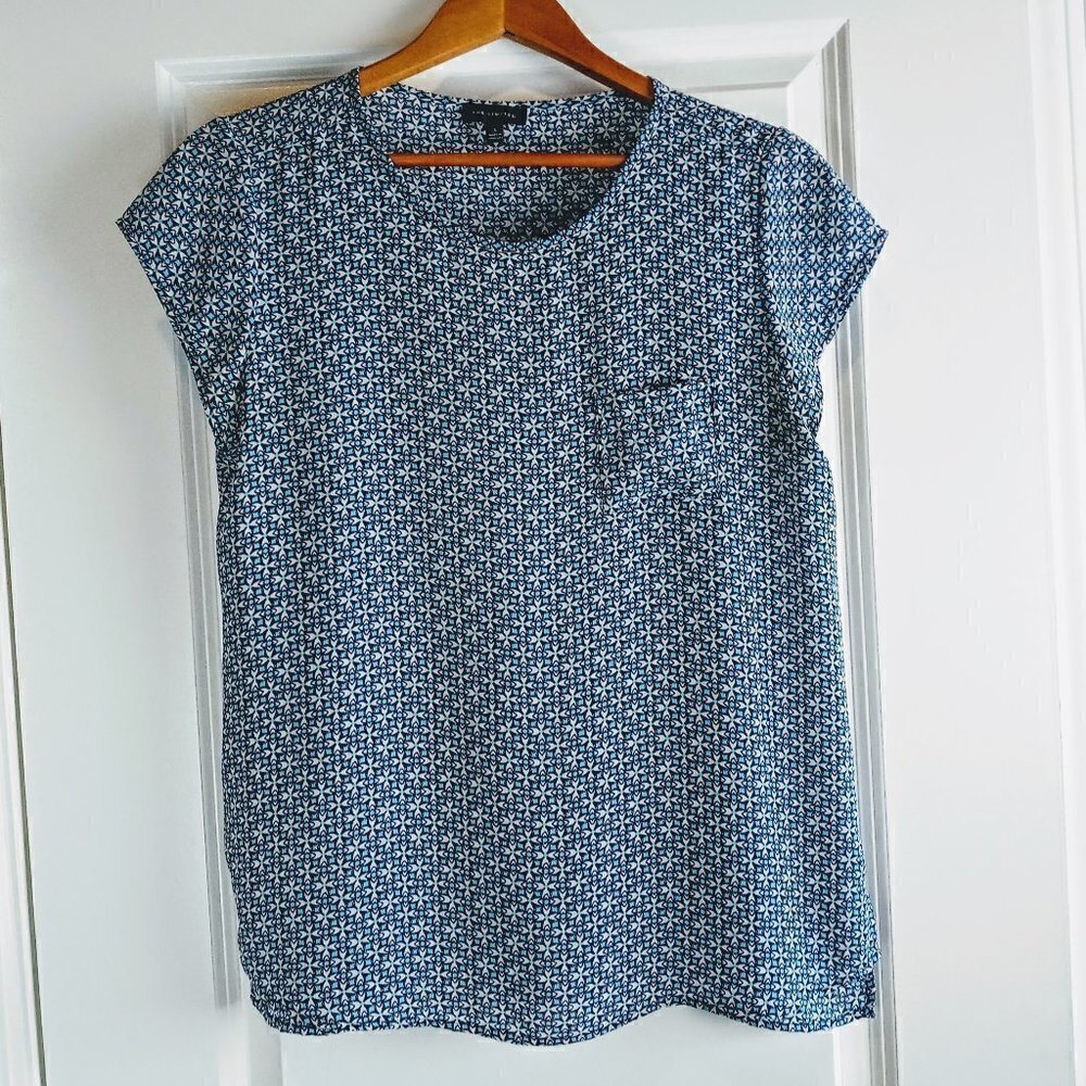The Limited Blue Print Cap Sleeve Top